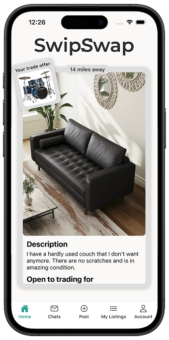 SwipSwap listing screen
